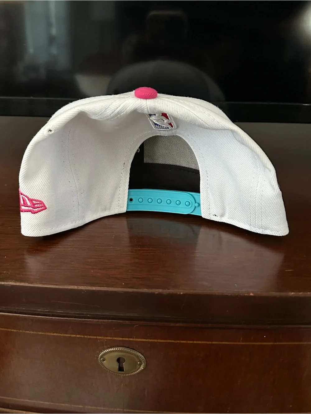 New Era Kids Miami Script Snapback Hat - White, Teal & Pink